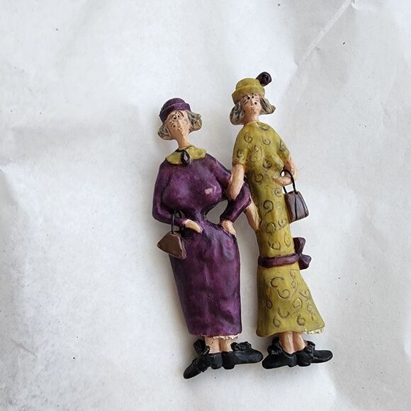 Sandy Gervais Vintage Resin - Pieces From My Heart - Best Friends Brooch. - Picture 2 of 5